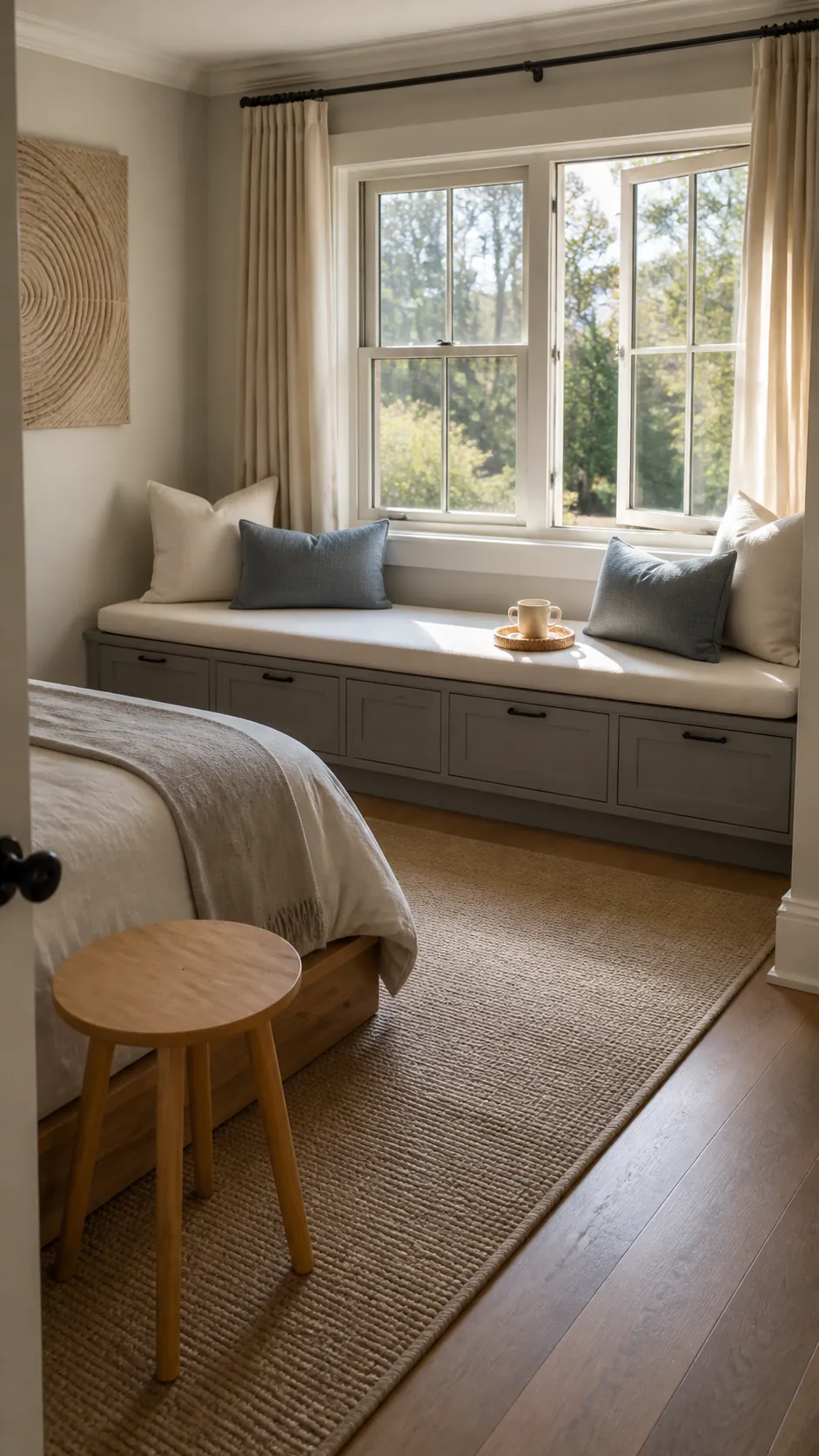 Serene Window Sofa Finale in a practical bedroom window seat design