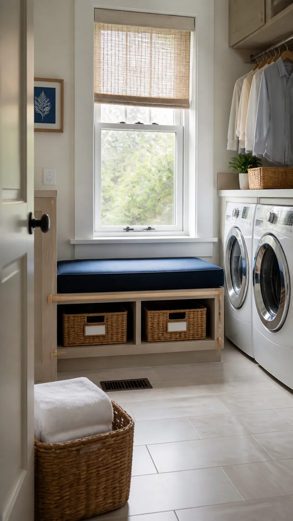 Laundry Folding Perch for a compact and practical window nook