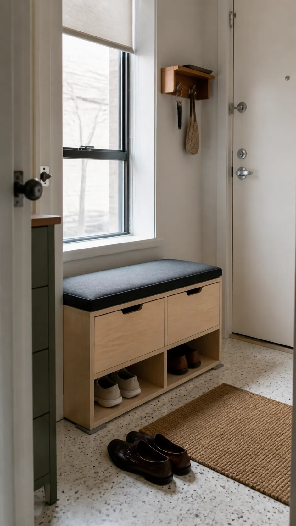 Slim Entry Drawer Bench for a compact and practical window nook