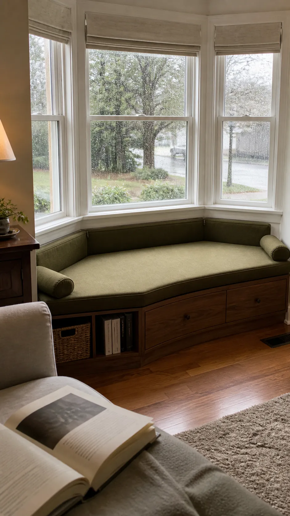 Faceted Bay Cushion for a compact and practical window nook