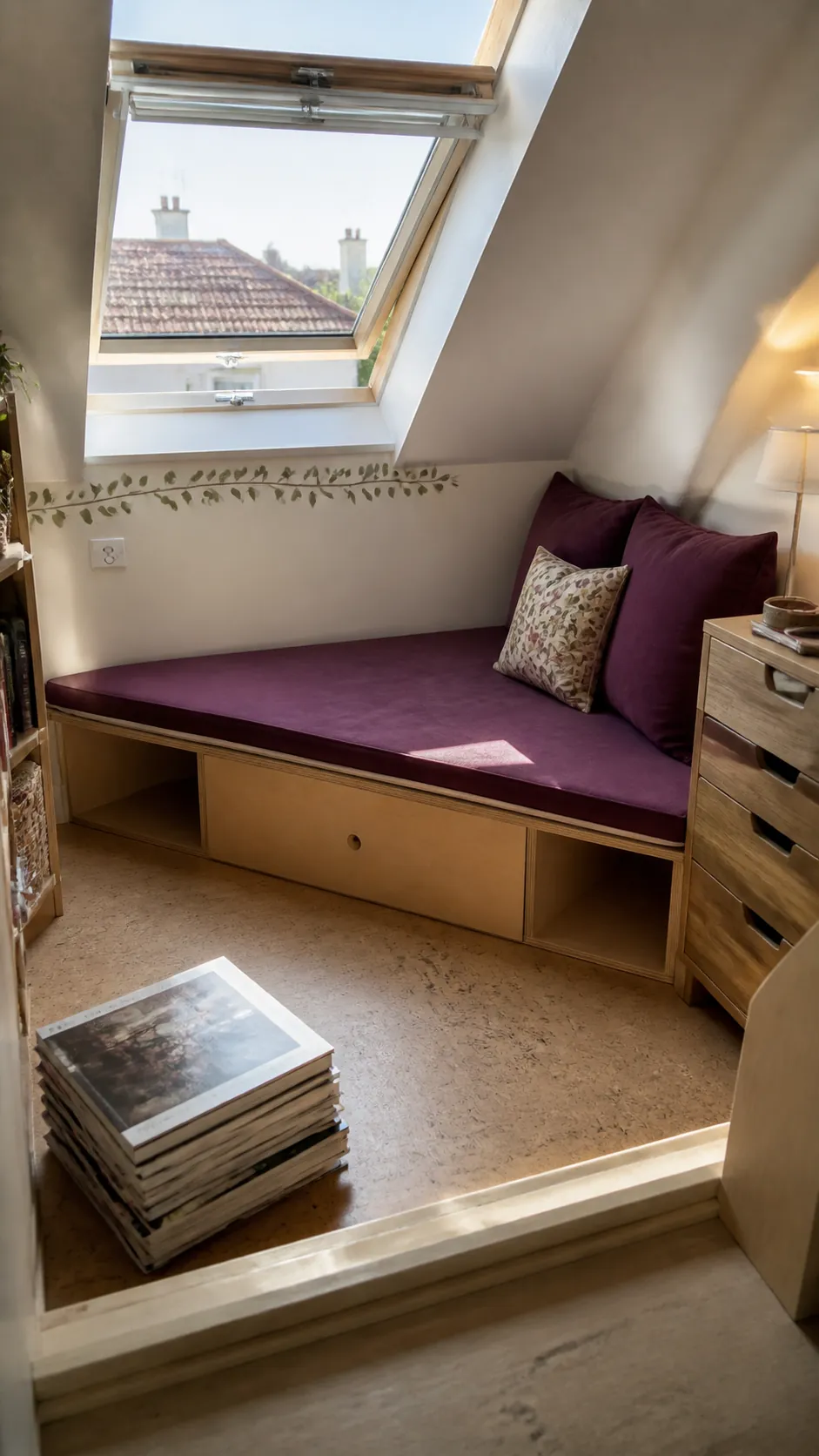 Attic Skylight Nest for a compact and practical window nook