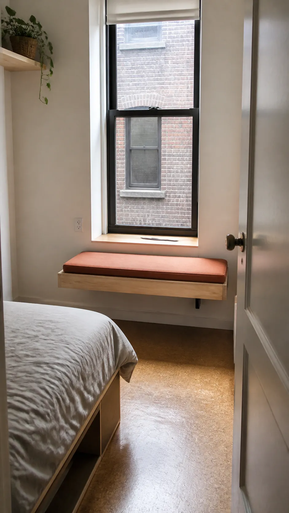 Floating Apartment Bench for a compact and practical window nook