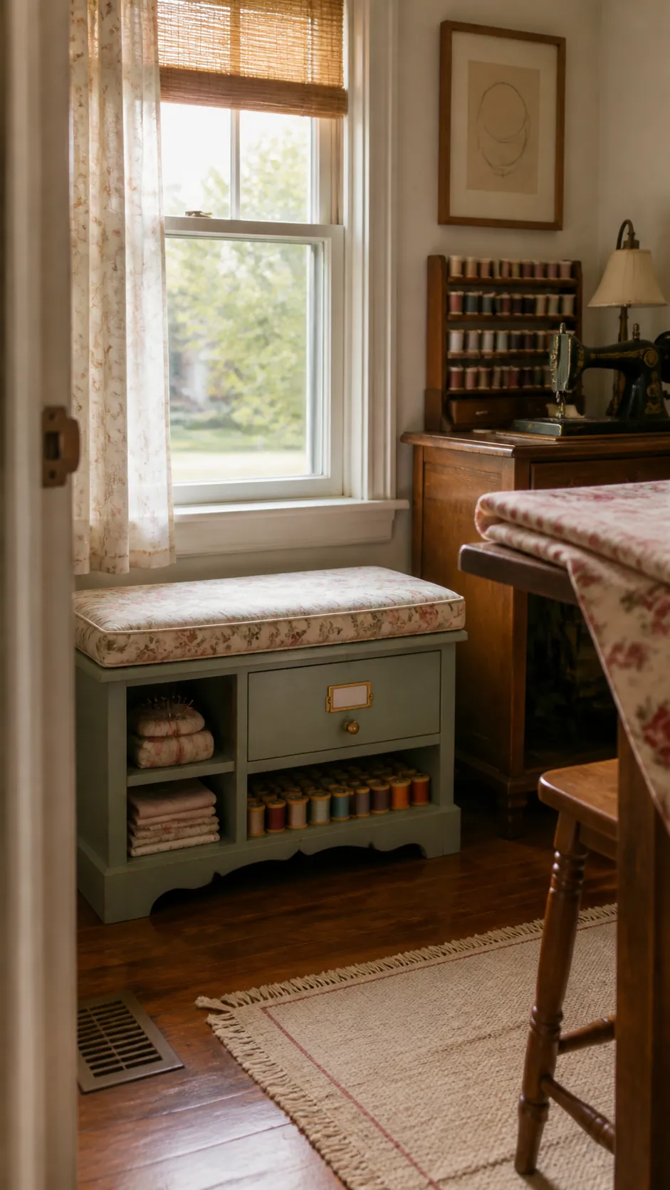 Vintage Sewing Nook for a compact and practical window nook