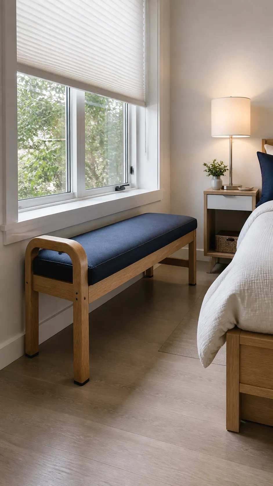 Accessible Transfer Bench for a compact and practical window nook