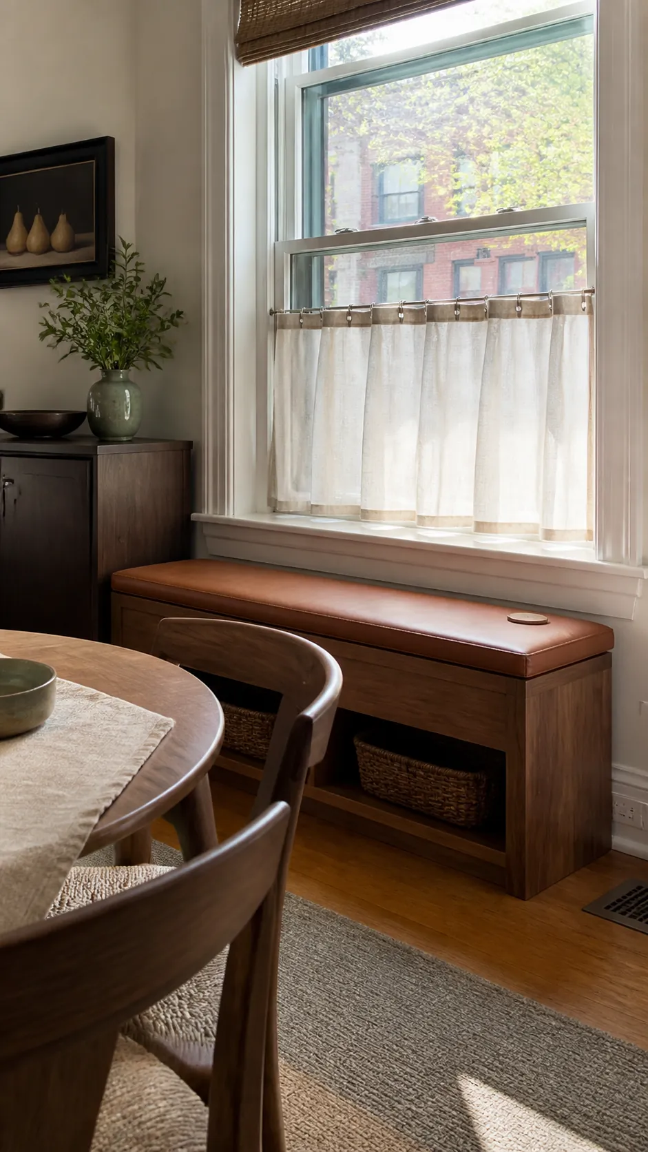 Dining Room Shallow Bench for a compact and practical window nook