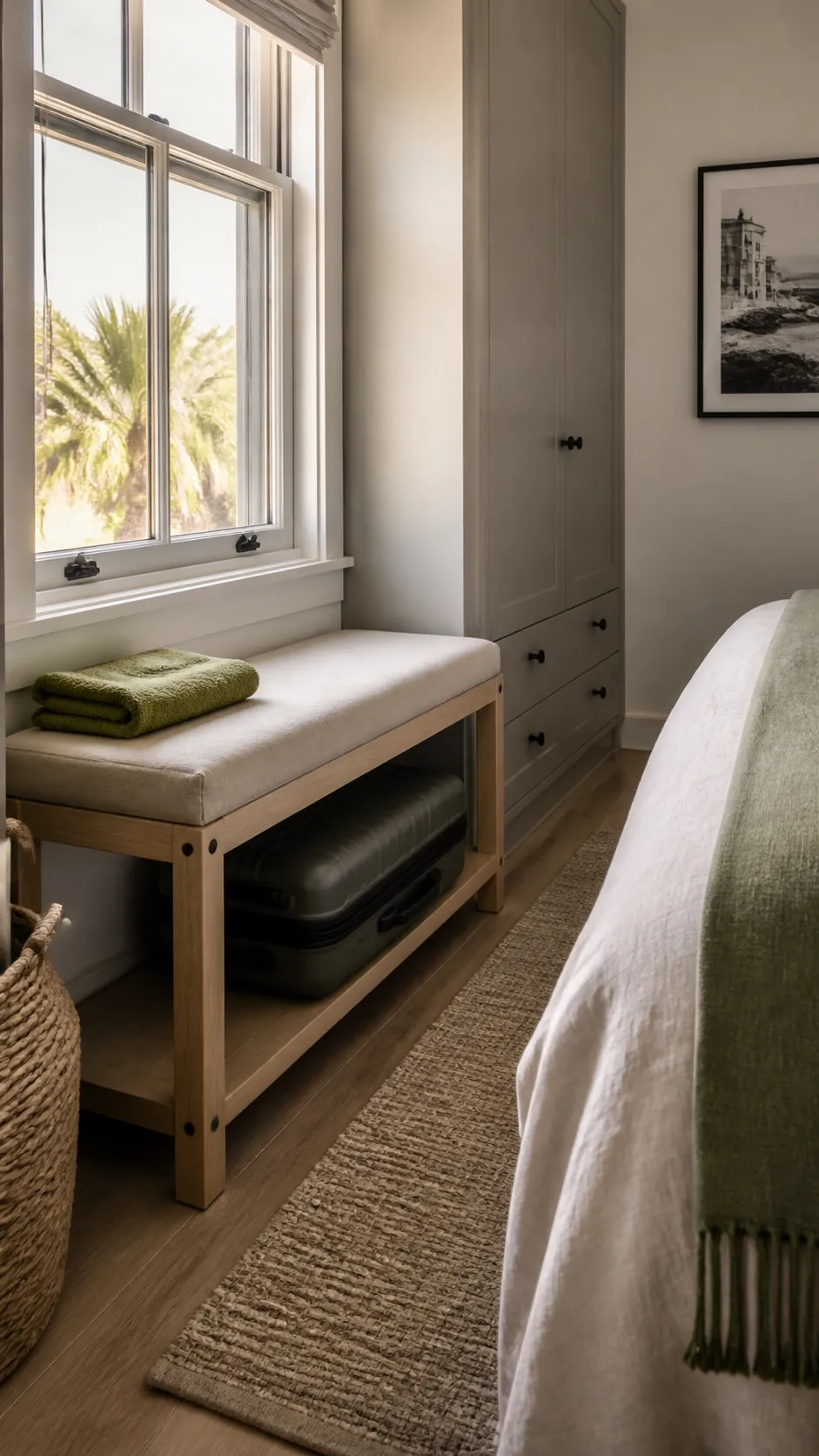 Guest Luggage Bench for a compact and practical window nook