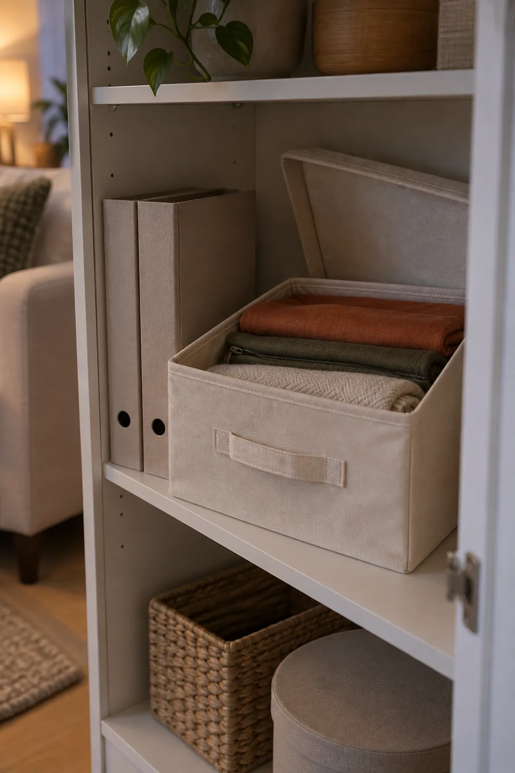 Compact storage box for seasonal covers and textiles