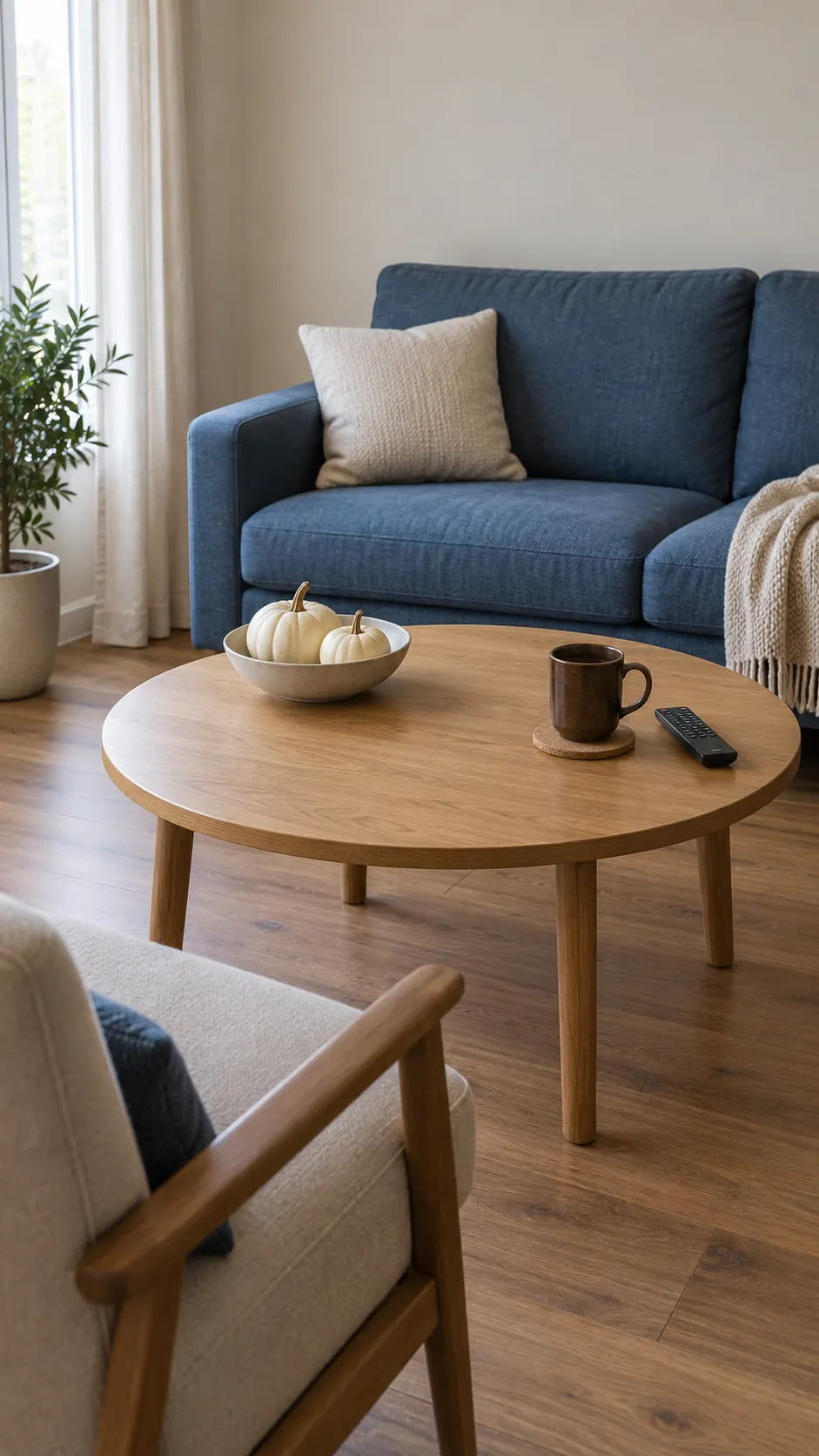 Usable autumn coffee table with open space for drinks