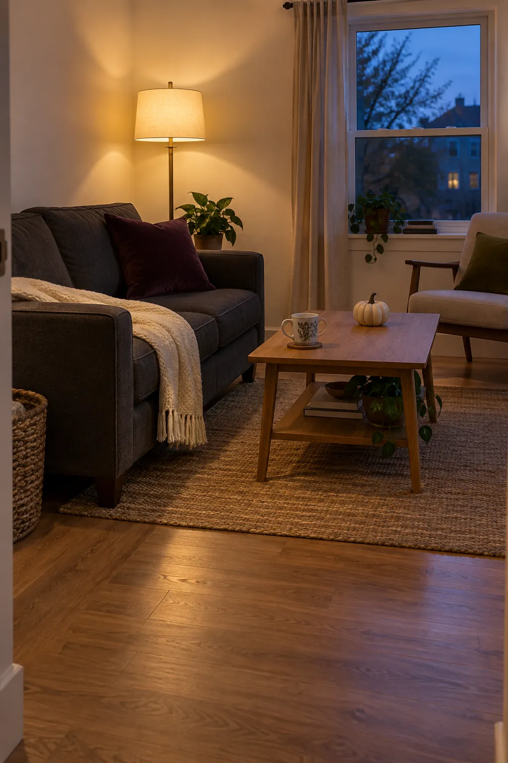 Moody Halloween living room with useful soft lighting