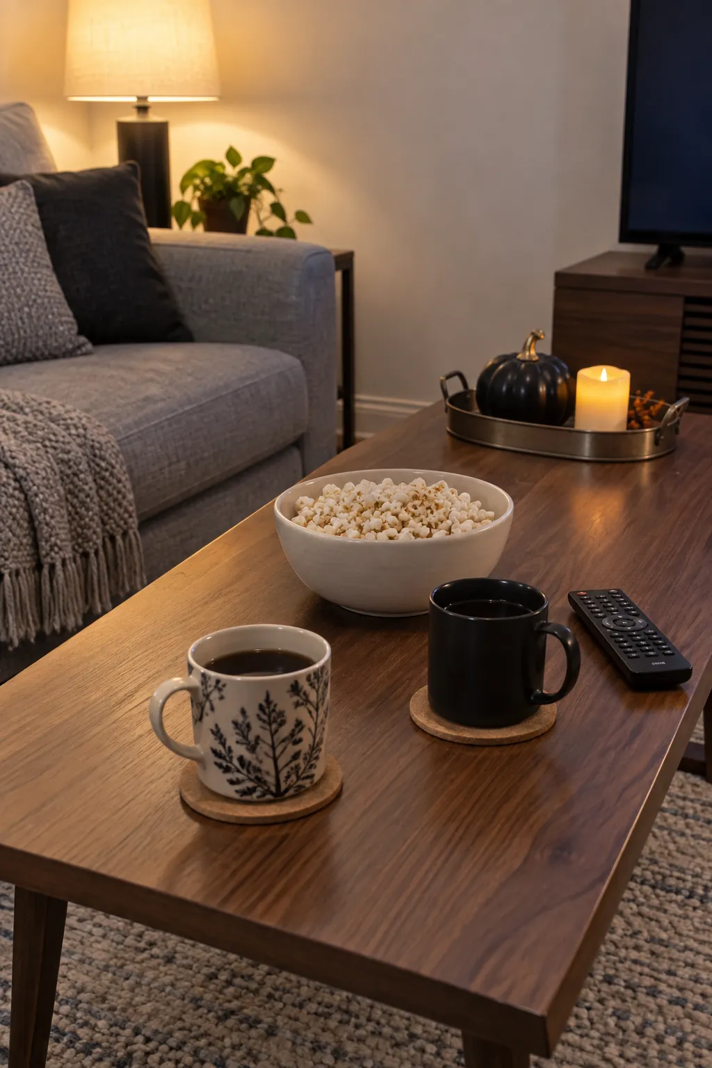 Low Halloween coffee table tray with room for drinks