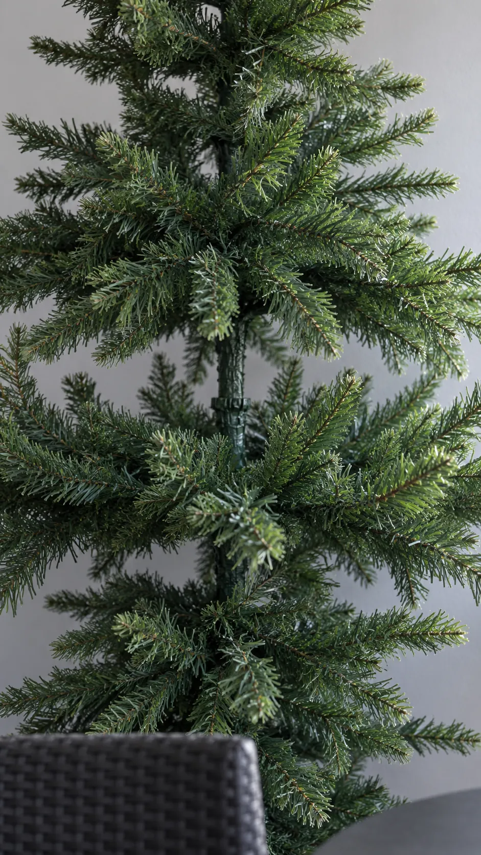 Overlapping artificial Christmas tree branch levels