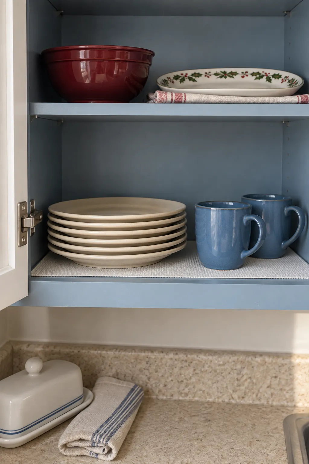 Keep daily dishes in the easiest cabinet