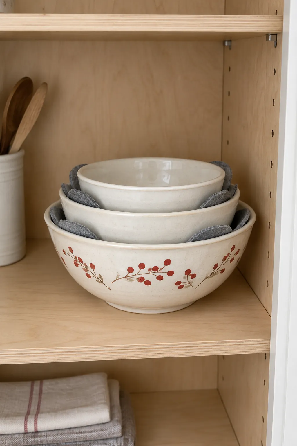 Nest compatible bowls with soft separators