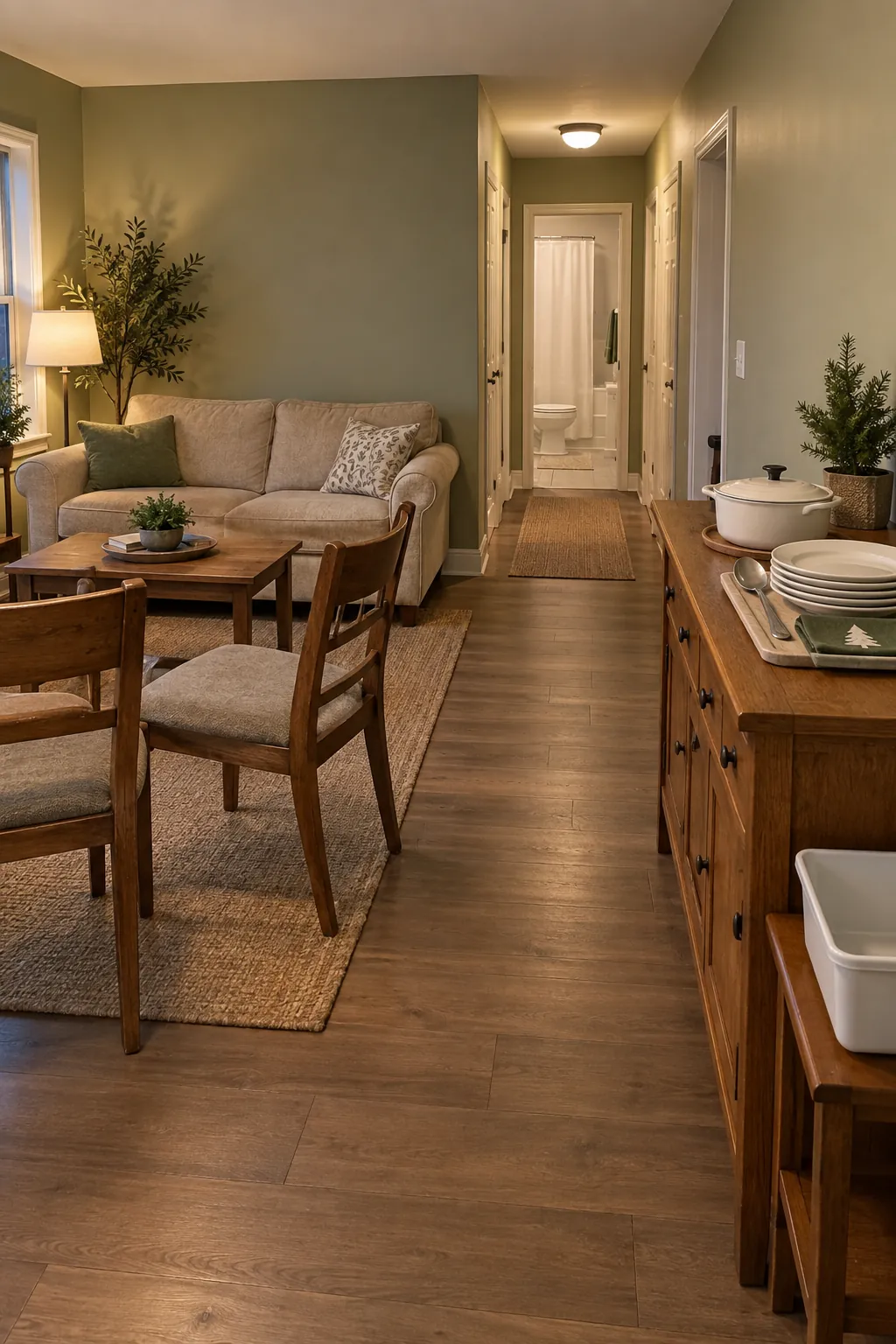 Arrange serving and seating as separate zones