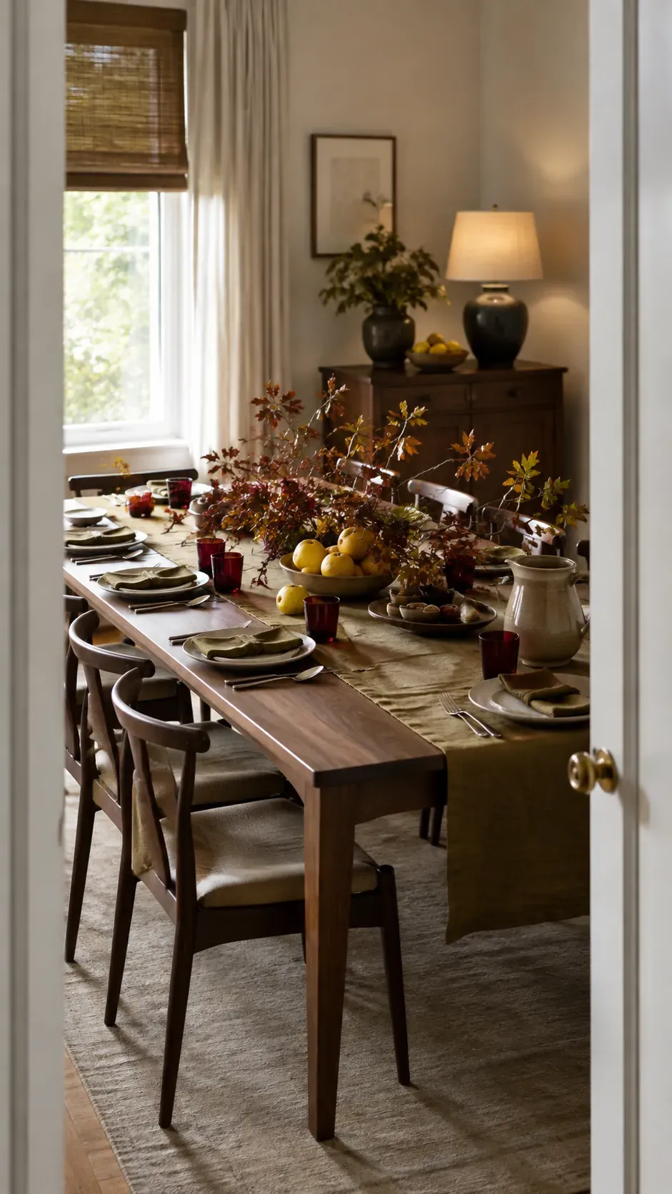 Inviting dining room table with practical fall decor