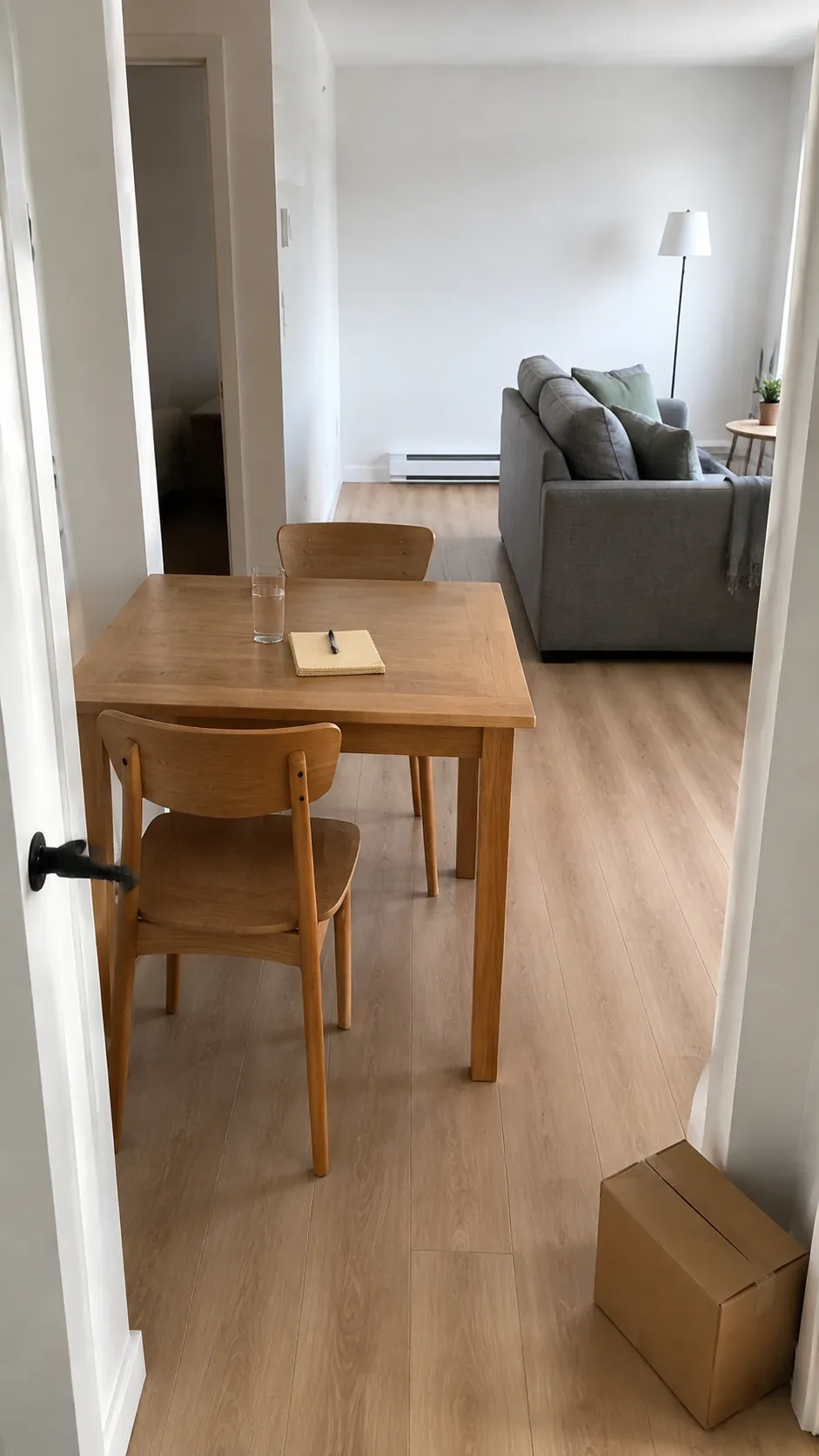 A usable dining and living area after a three day home declutter