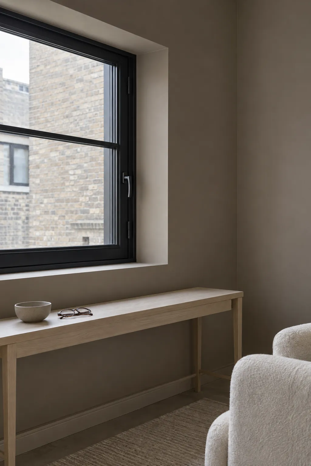 Mushroom walls around black window frames