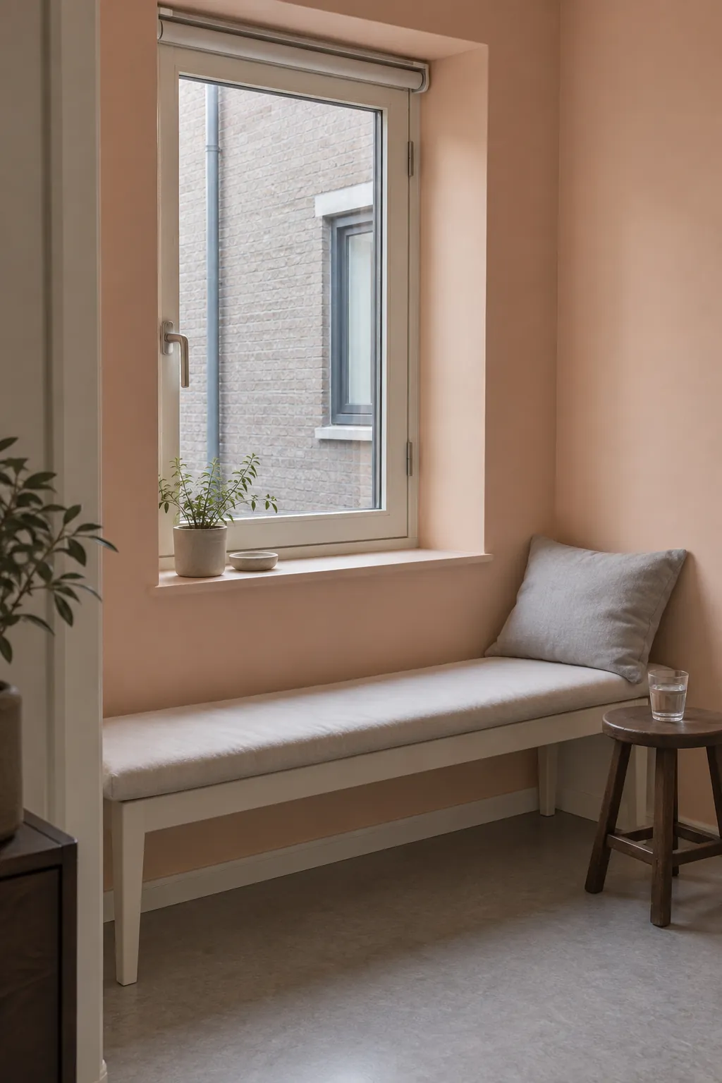 Pale peach near a shaded window