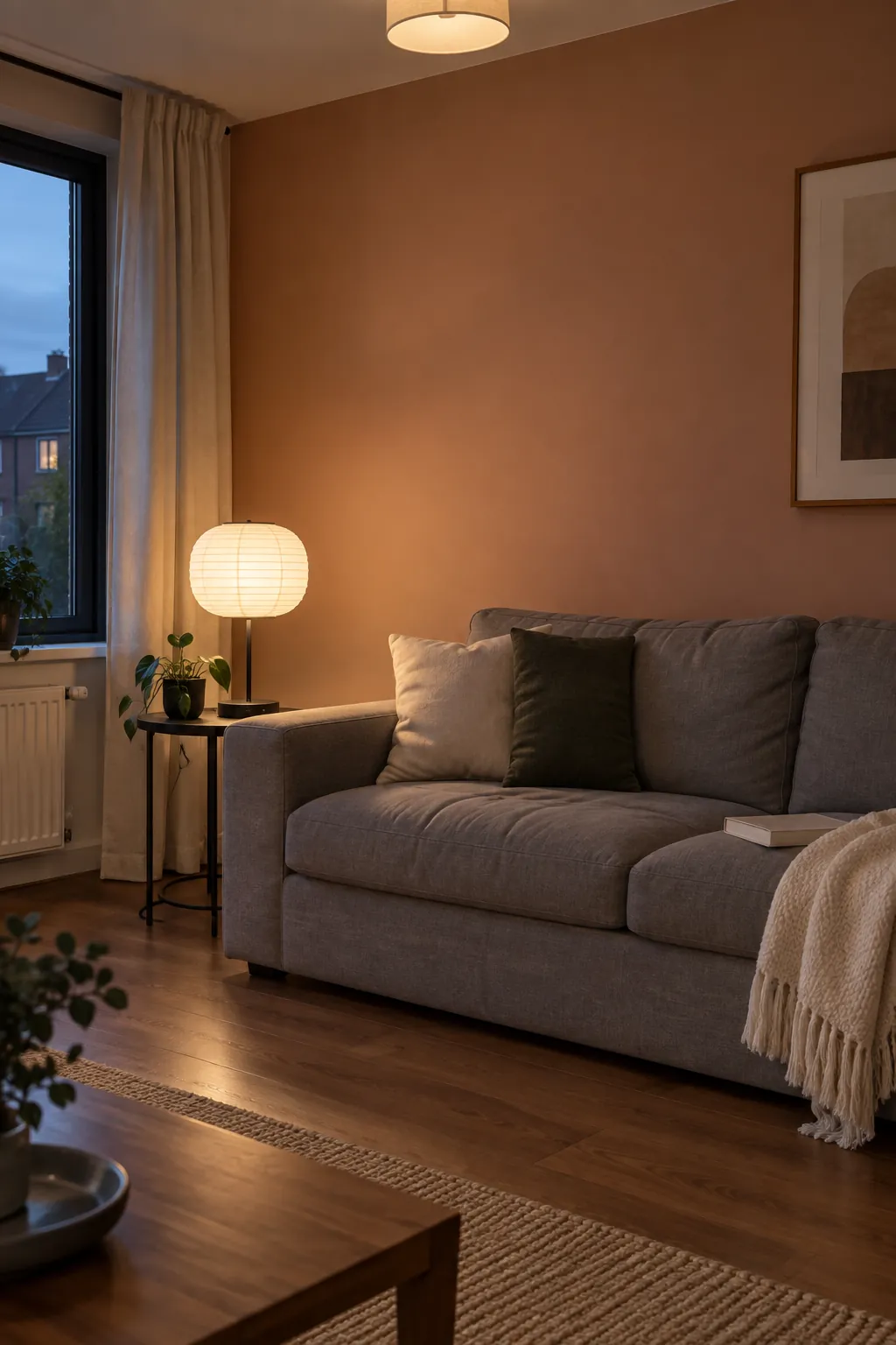 Clay painted walls under ordinary evening light