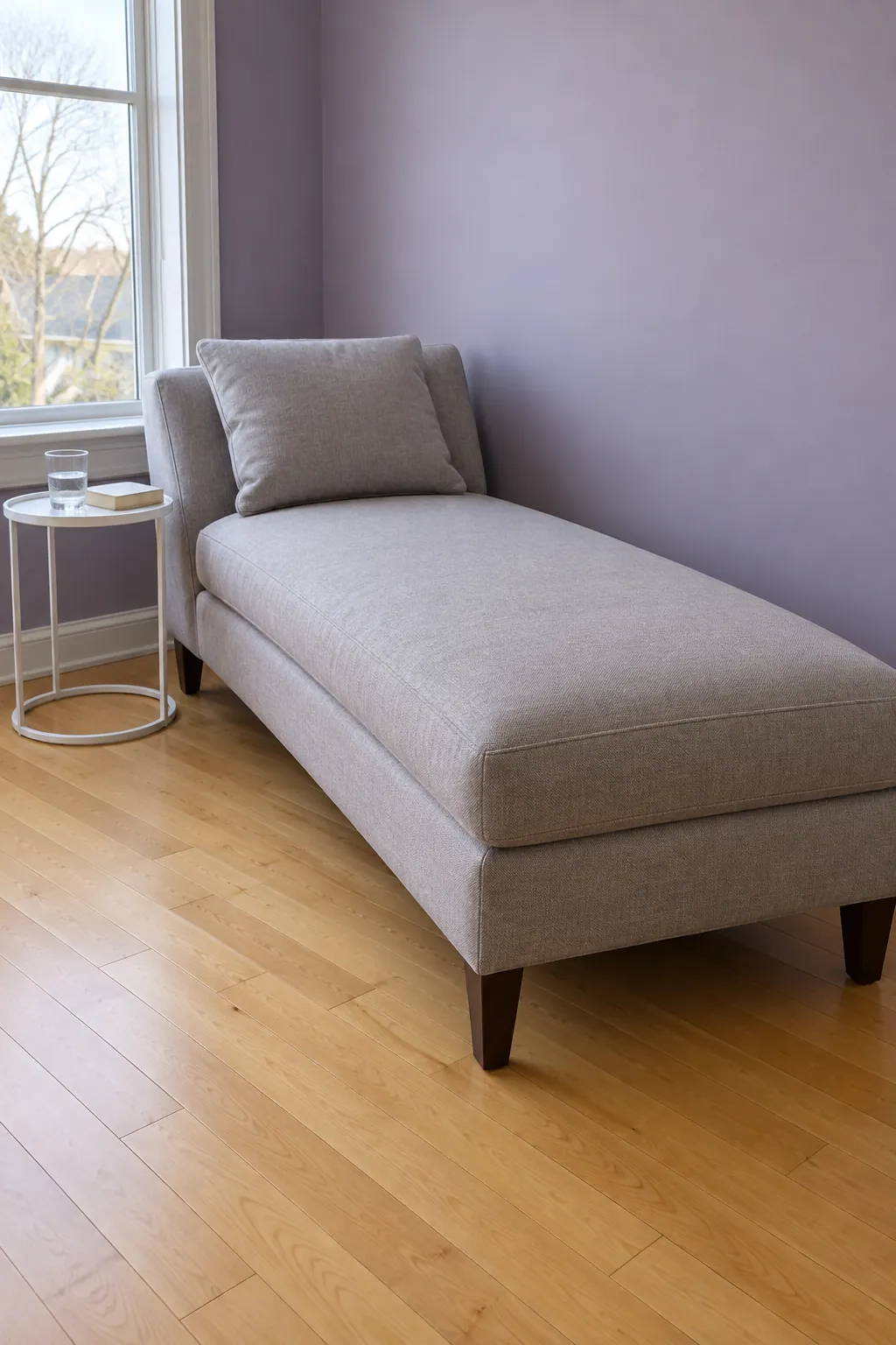 Smoky lavender beside grey upholstery