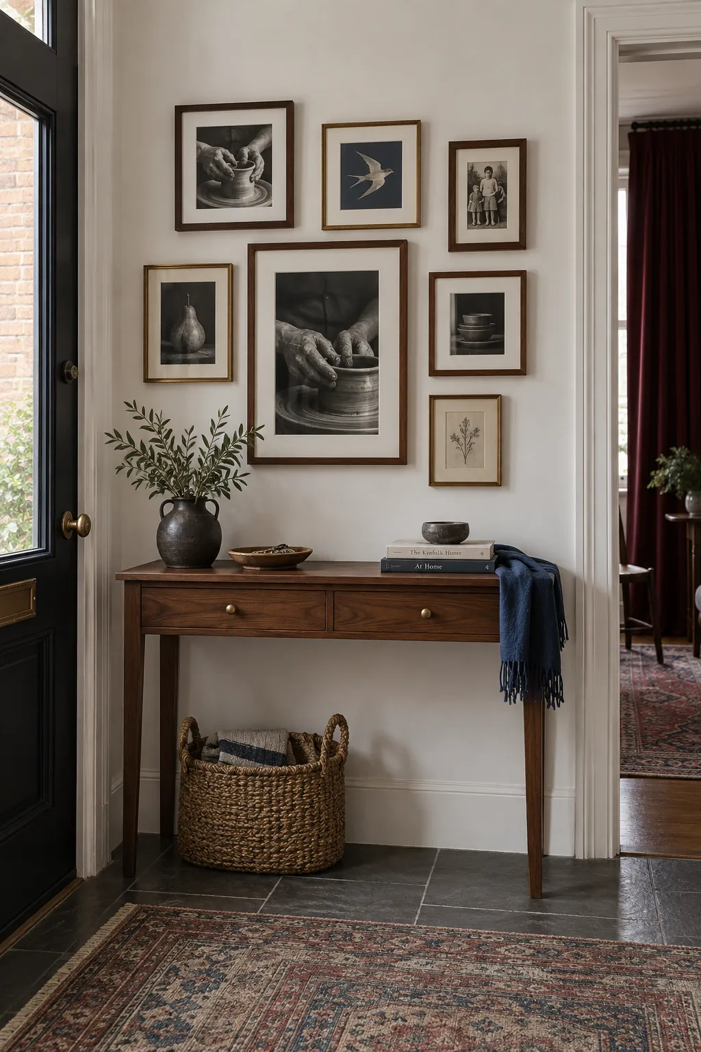 Personal picture frame gallery in a welcoming home