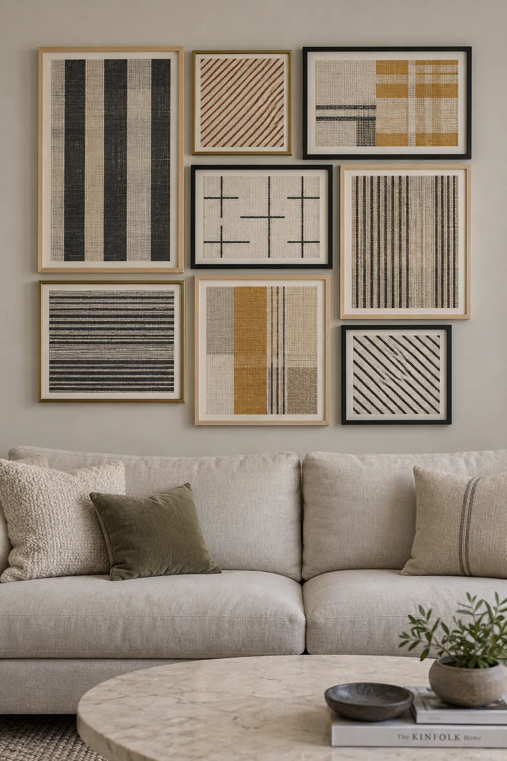 A large rectangle made from assorted frames picture frame wall idea