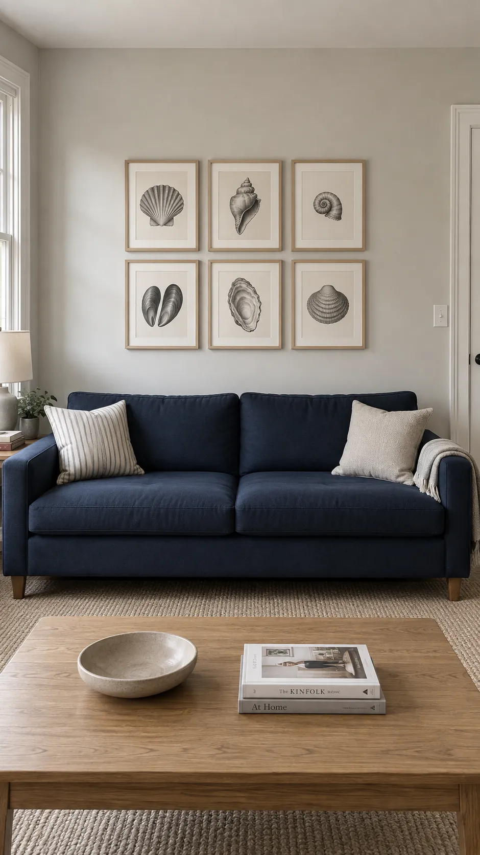 A gallery scaled to the sofa living room gallery wall