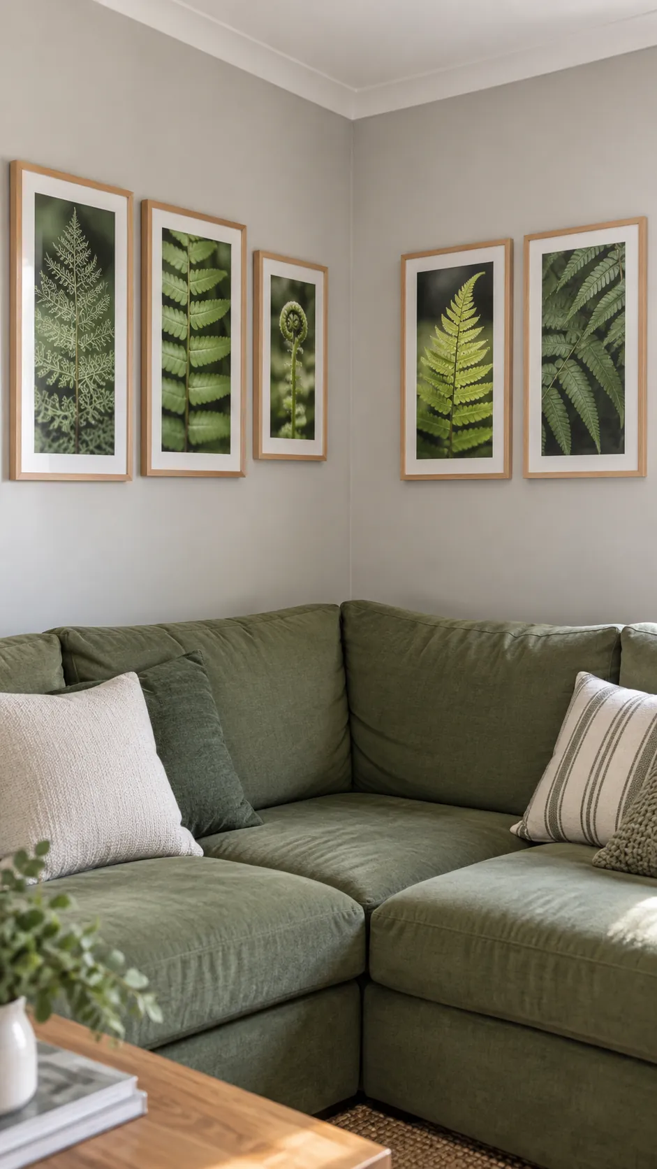 A gallery that turns a corner living room gallery wall