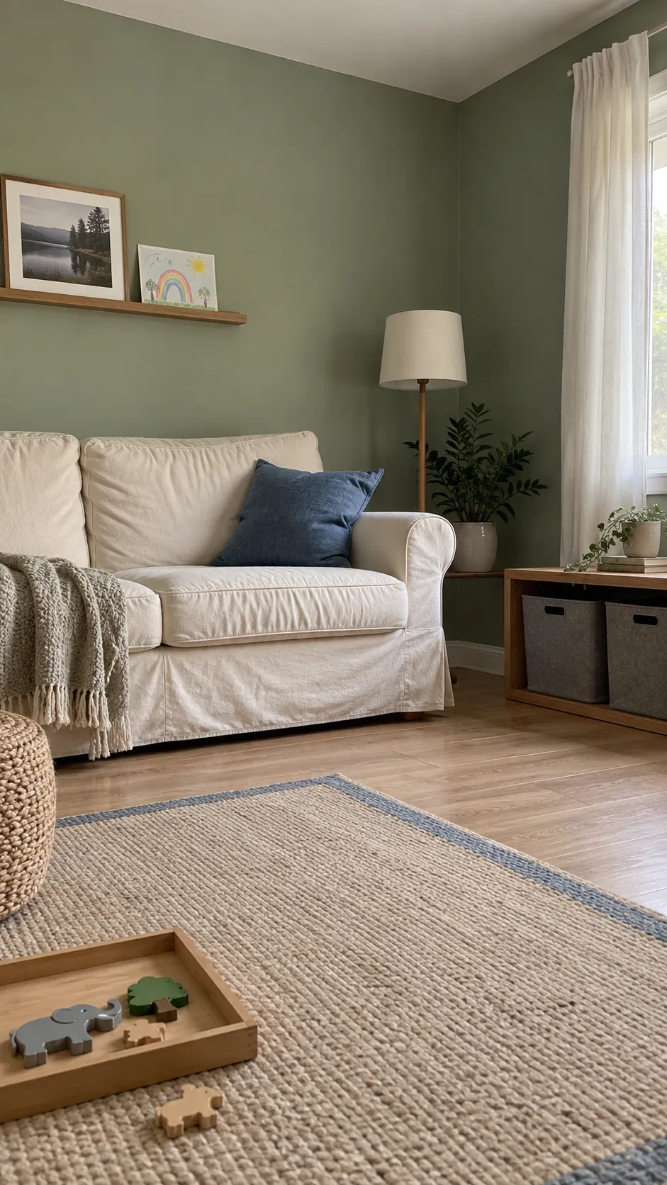 Muted Sage for Everyday Calm in a living room