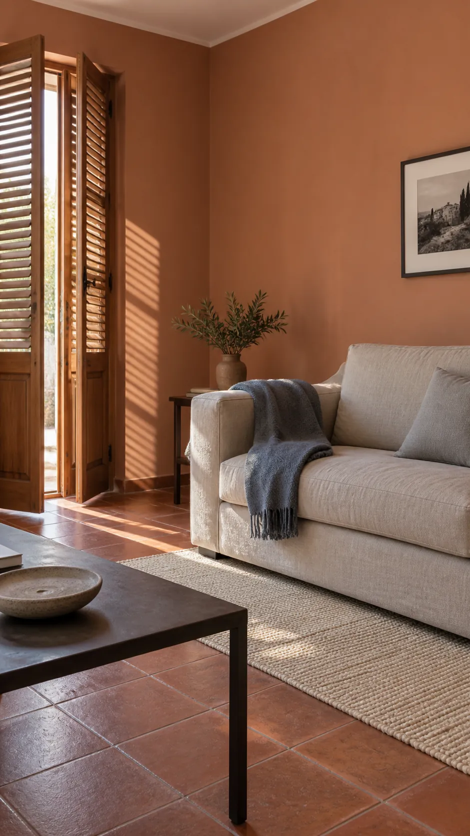 Terracotta with a Cooler Counterbalance in a living room