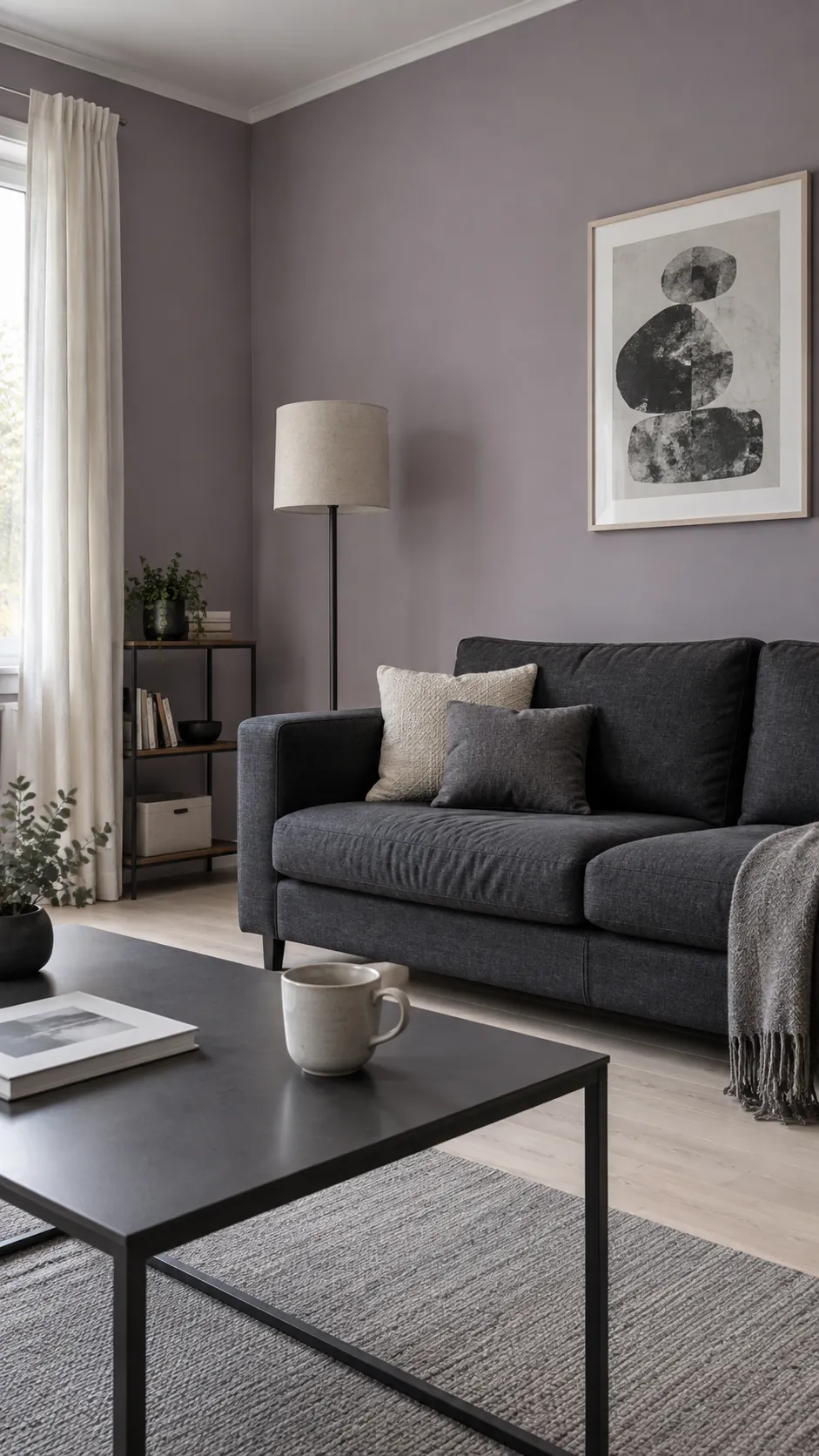 Smoky Lilac with Charcoal Accents in a living room