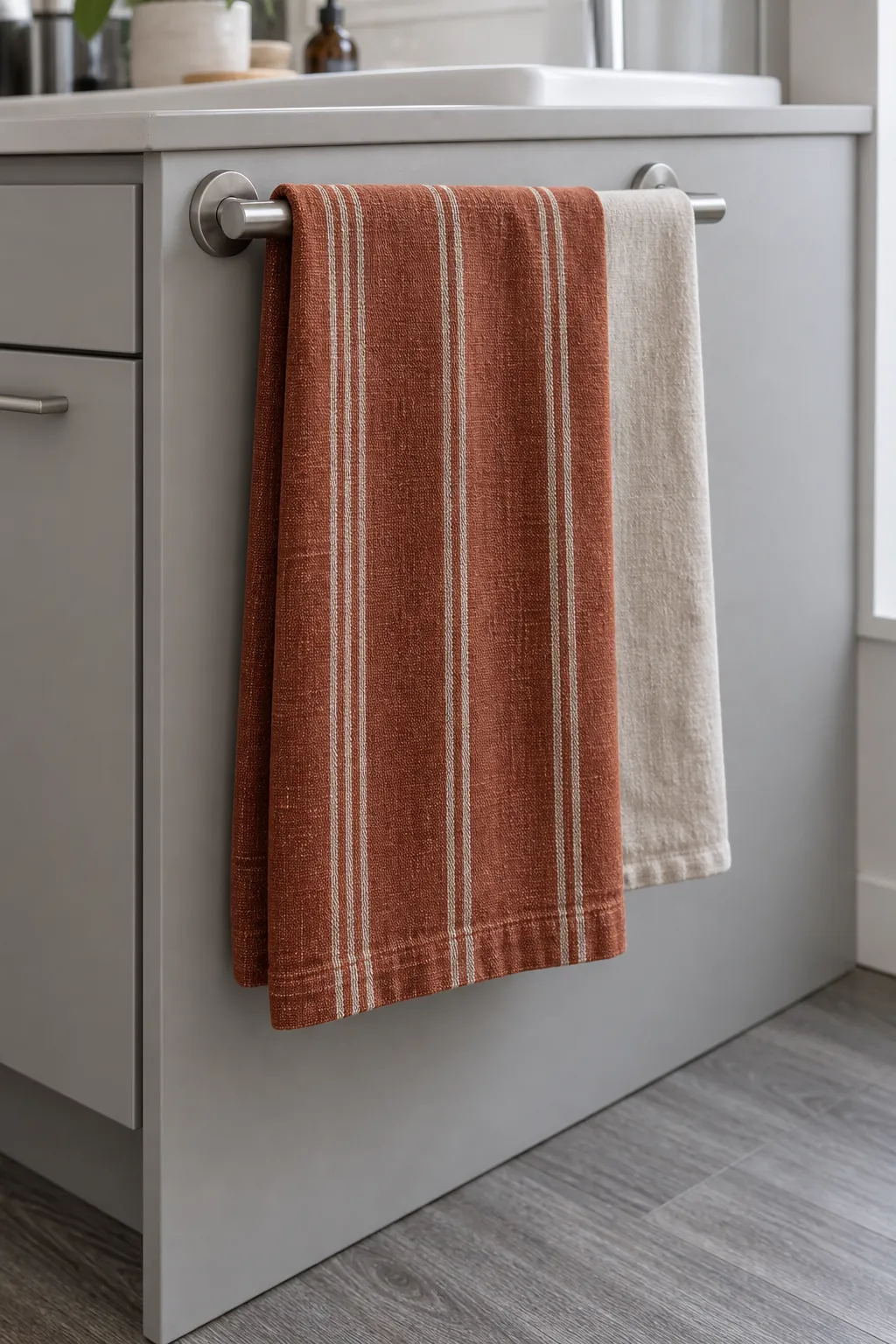 Rust towels that earn their place for practical fall kitchen decor