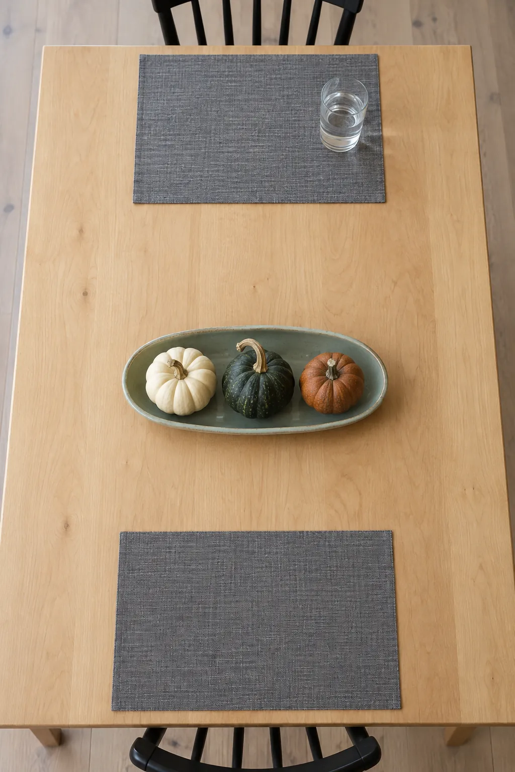 A low centerpiece for everyday conversation for practical fall kitchen decor