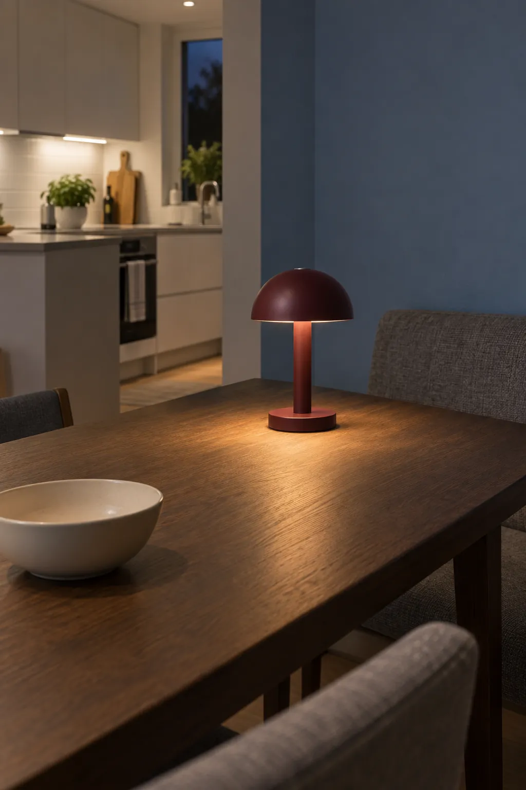 A rechargeable lamp for the dining end for practical fall kitchen decor