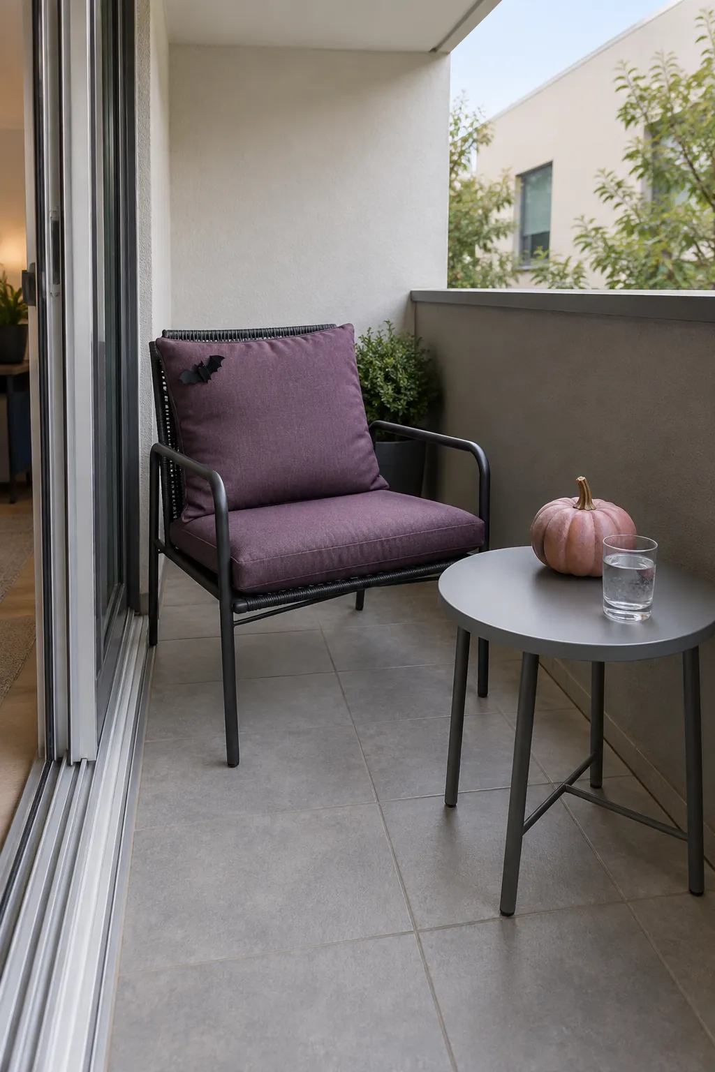 Finish one small zone and leave room to use it with purple and pink Halloween decor