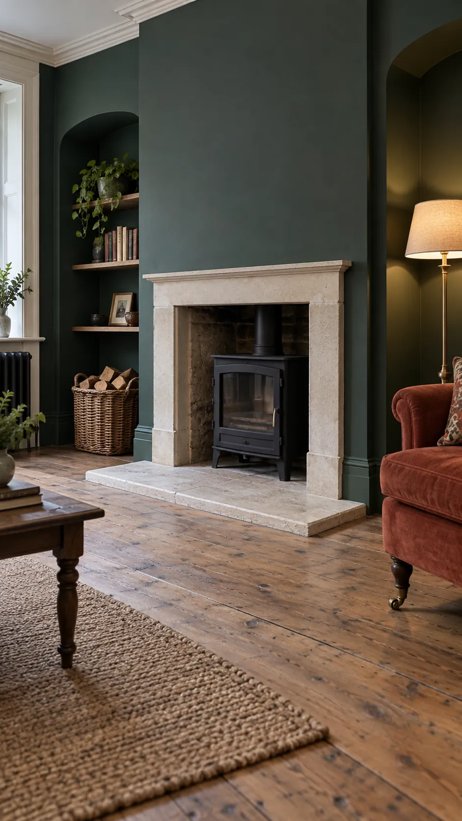 Forest Green Around a Fireplace