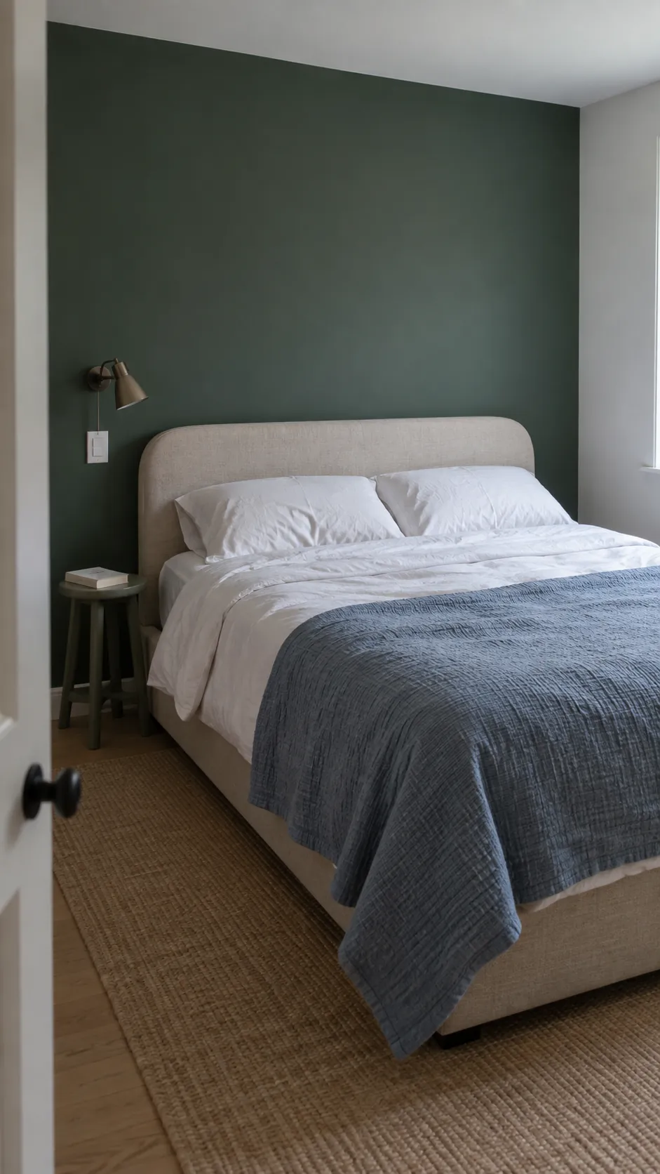A Deep Green Bedroom Headboard Wall