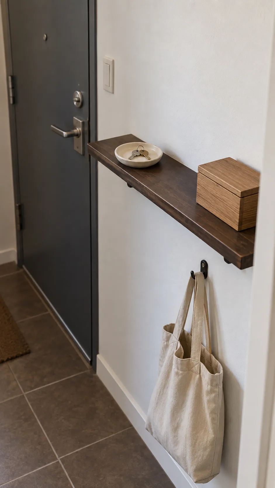 A compact entrance shelf ready for keys and everyday use