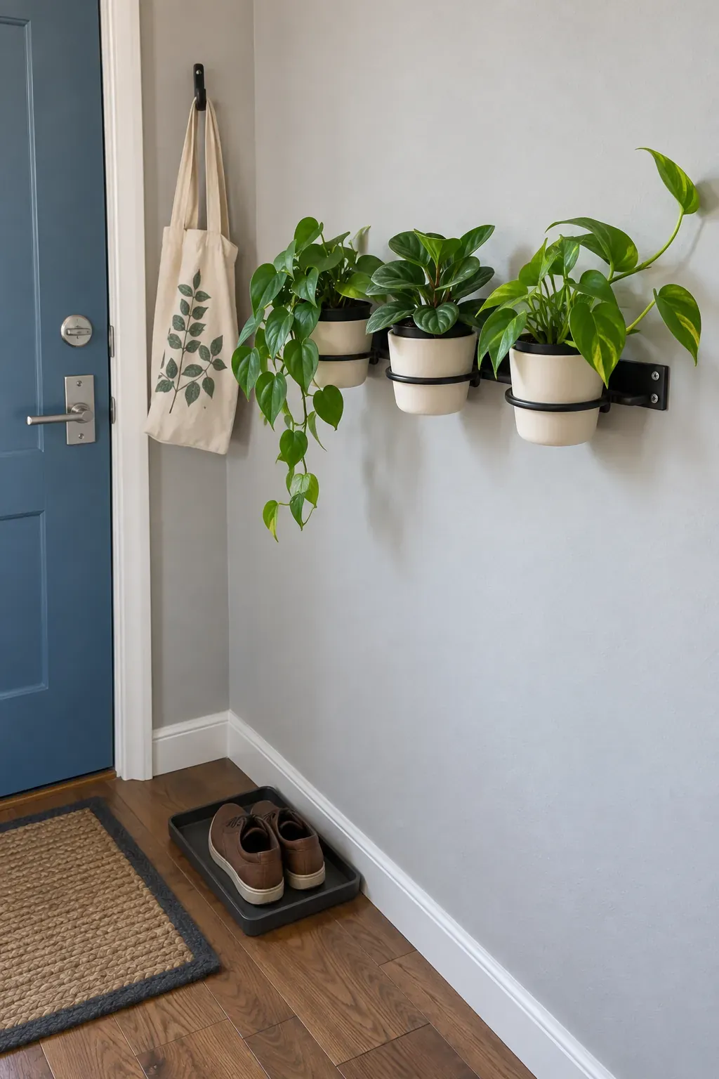 Removable pots on a narrow entry rail