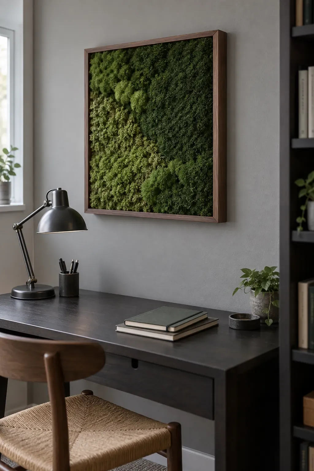 Preserved moss in a quiet study