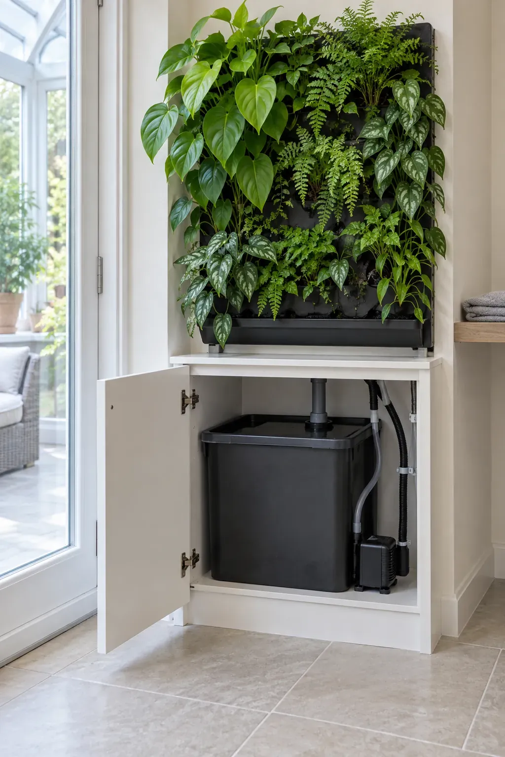 A hydroponic panel with an accessible base