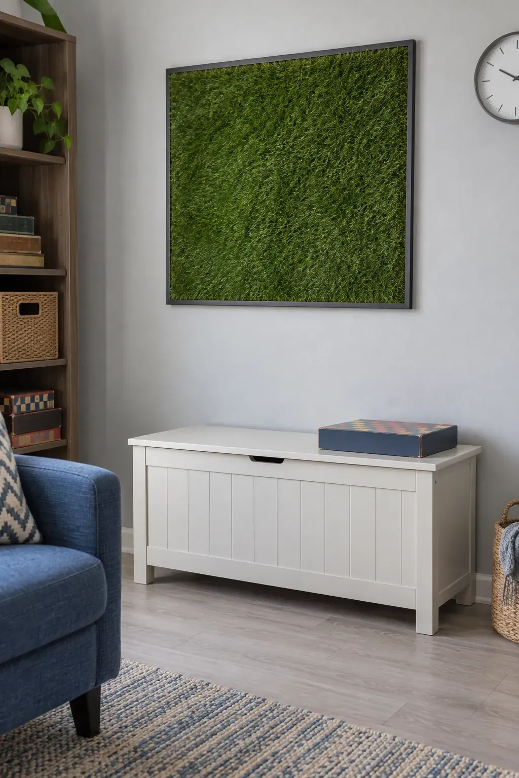 A grass effect panel in a recreation nook