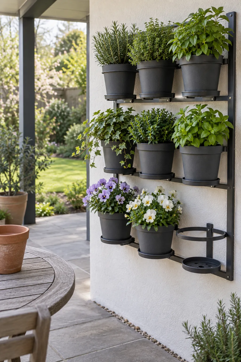 A patio wall with seasonal replacements