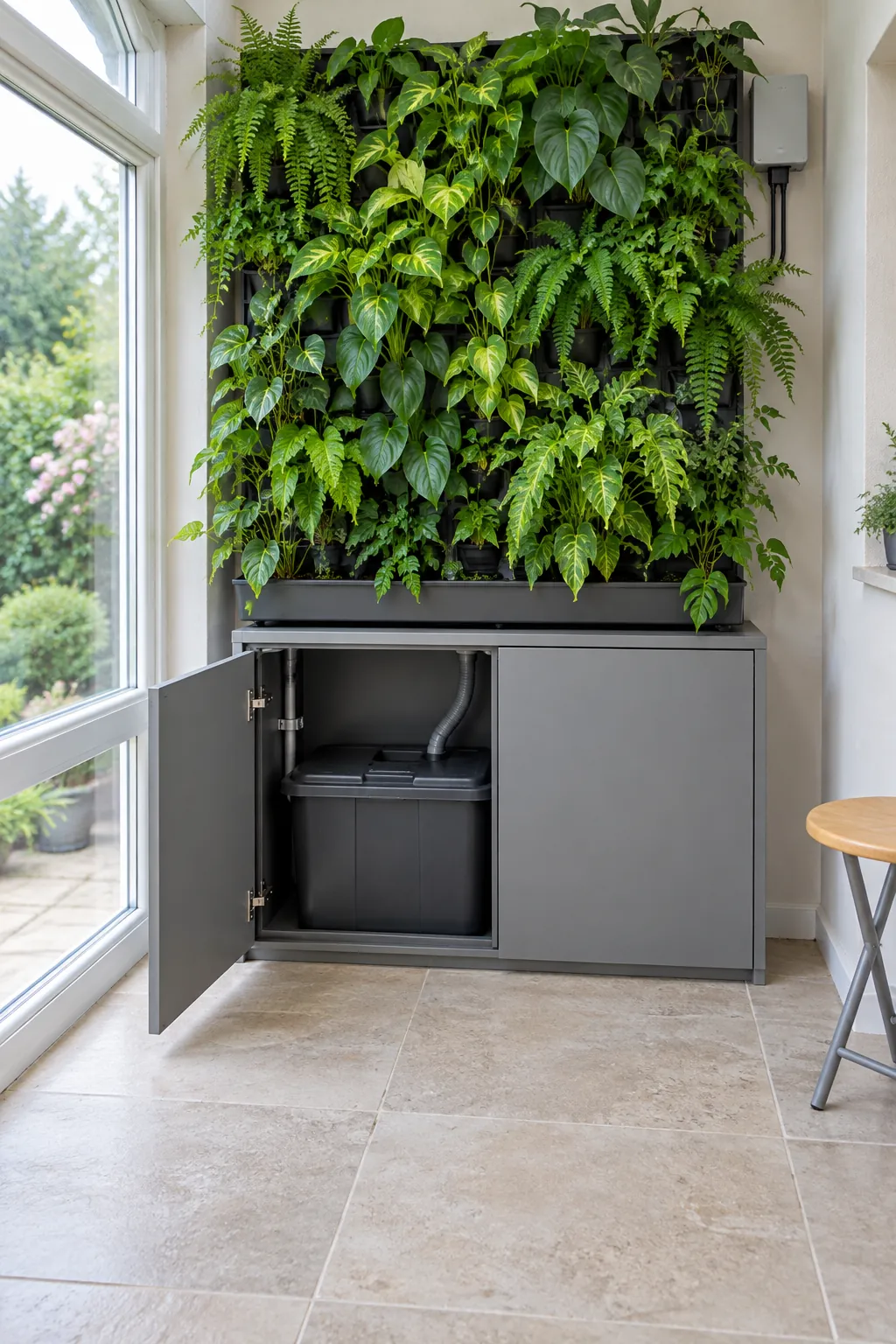 An accessible reservoir living wall