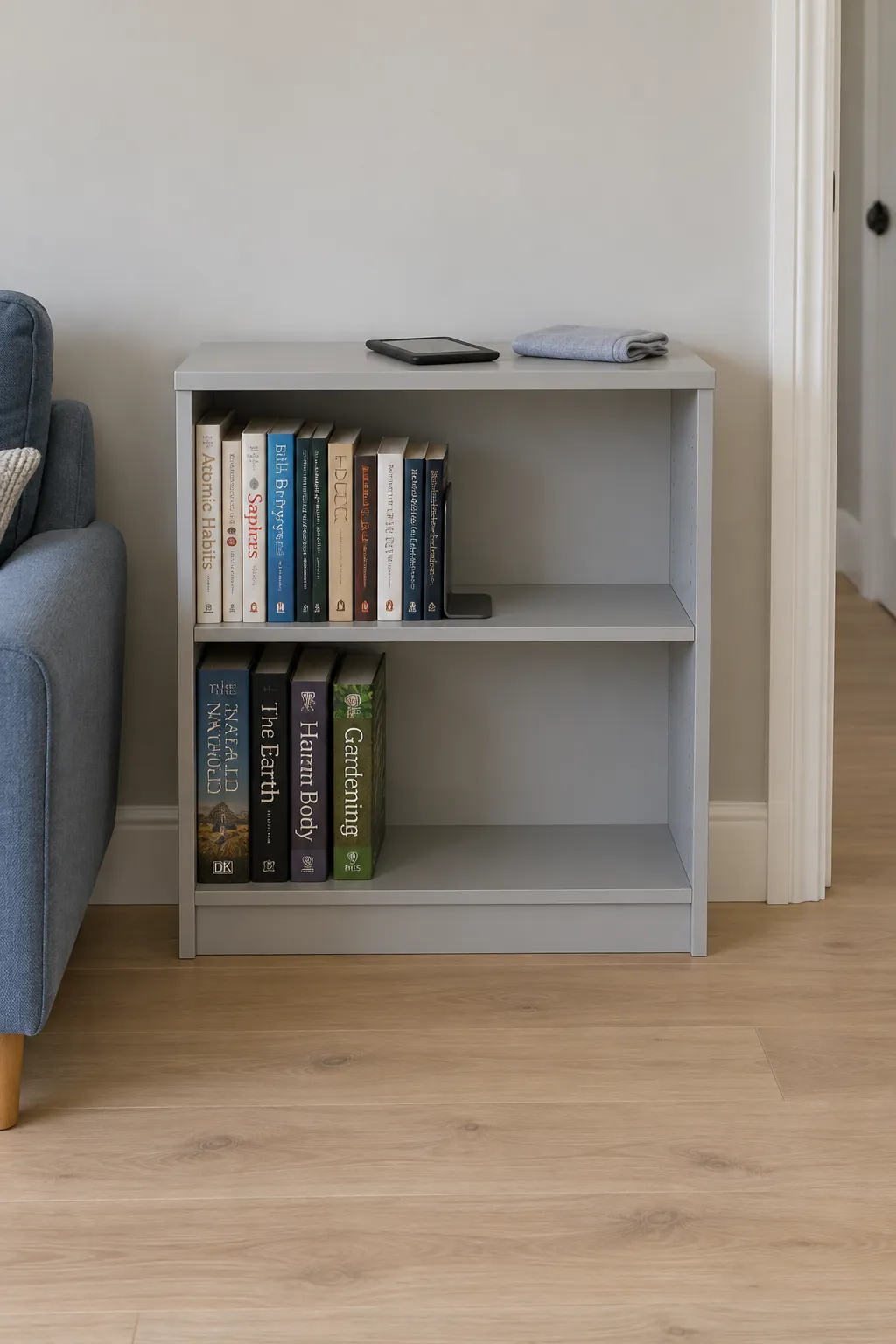 Small bookcase with a supported collection and room for additions