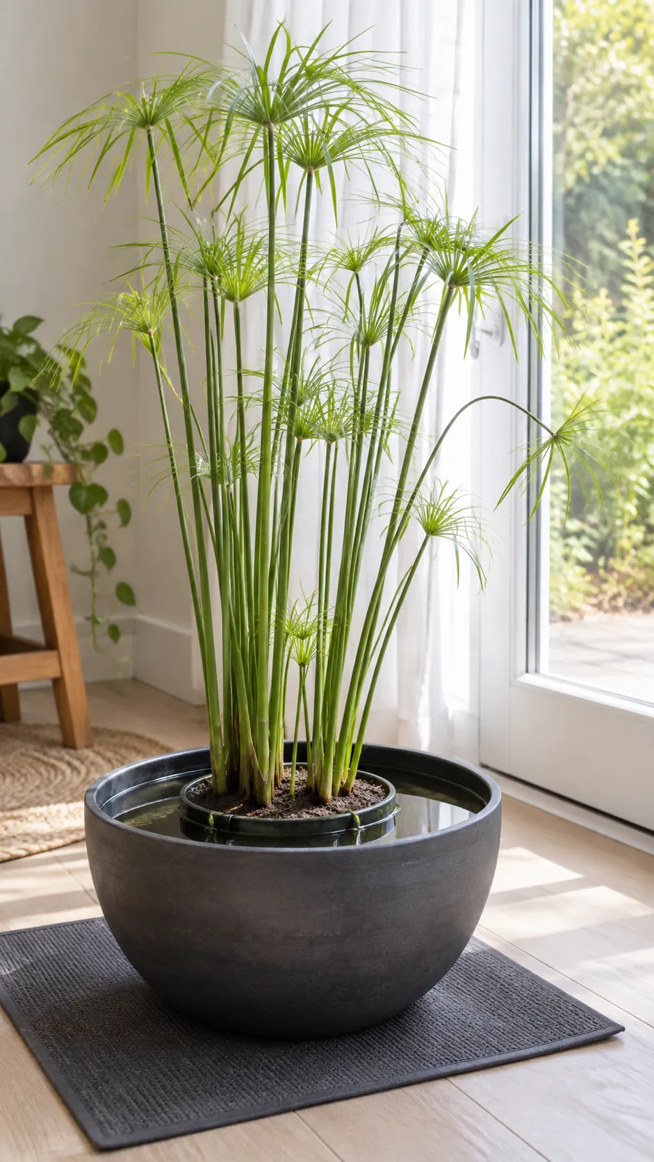 Dwarf papyrus supported as an emergent plant
