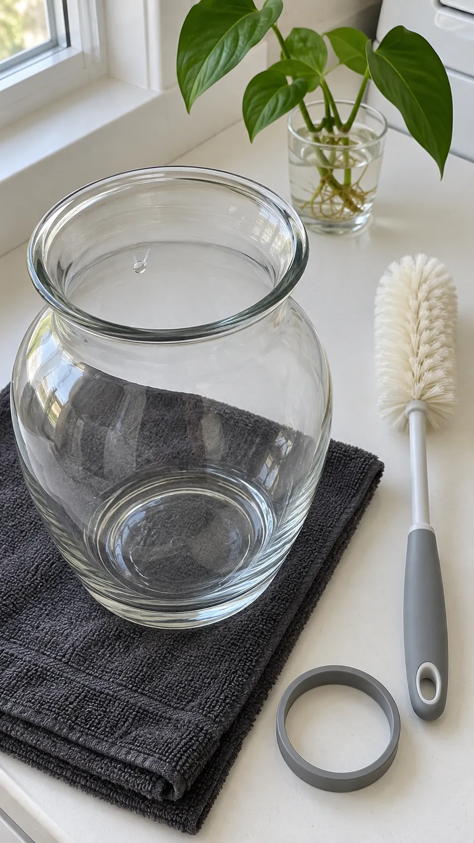 An accessible wide mouth vessel ready for cleaning