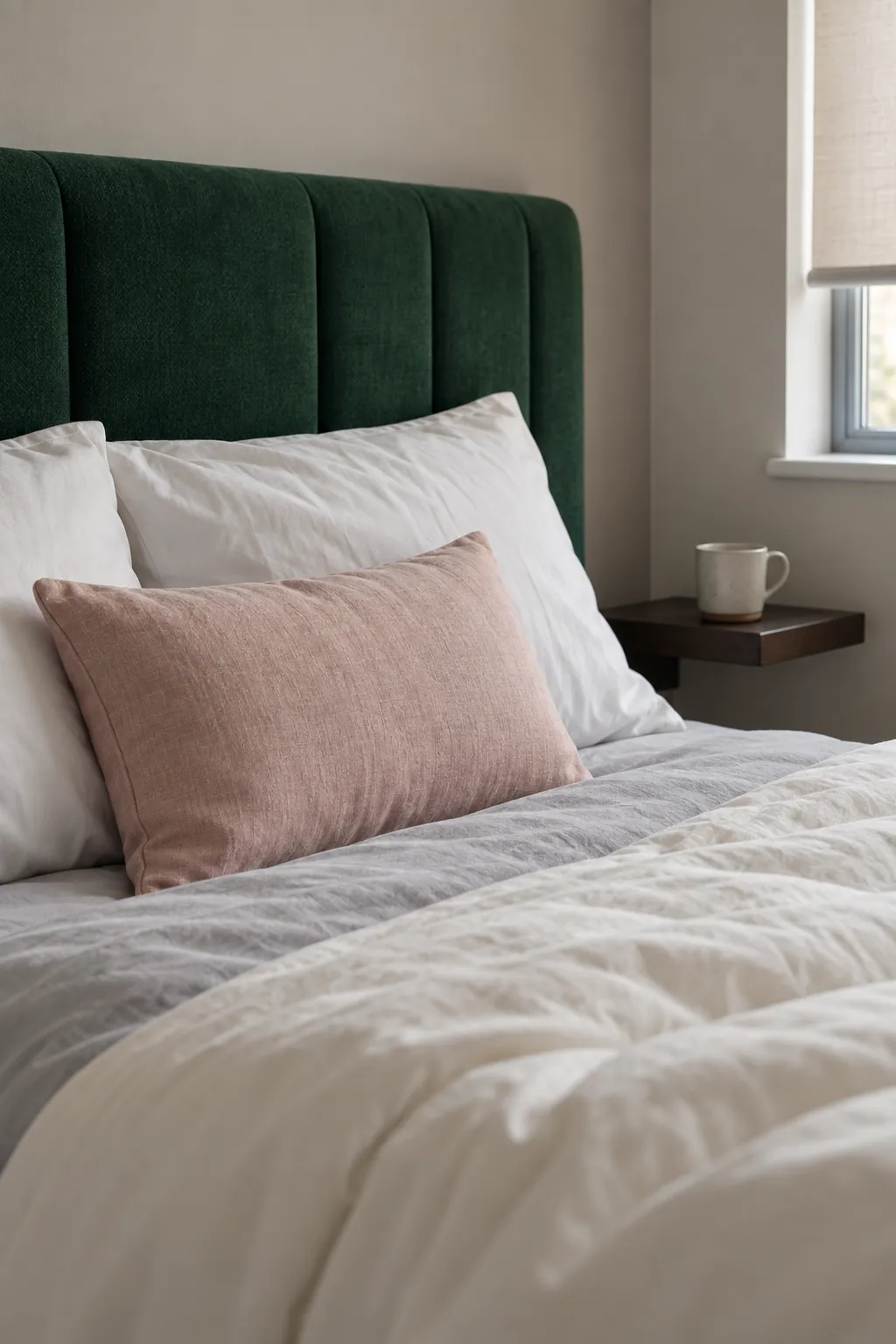 Emerald blush bedroom