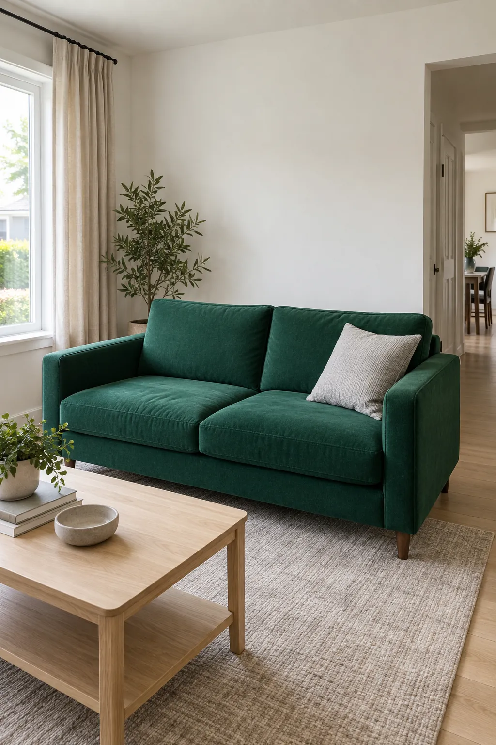 Emerald oatmeal living room