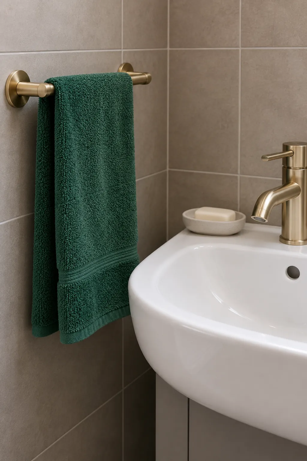 Emerald gray brass bathroom